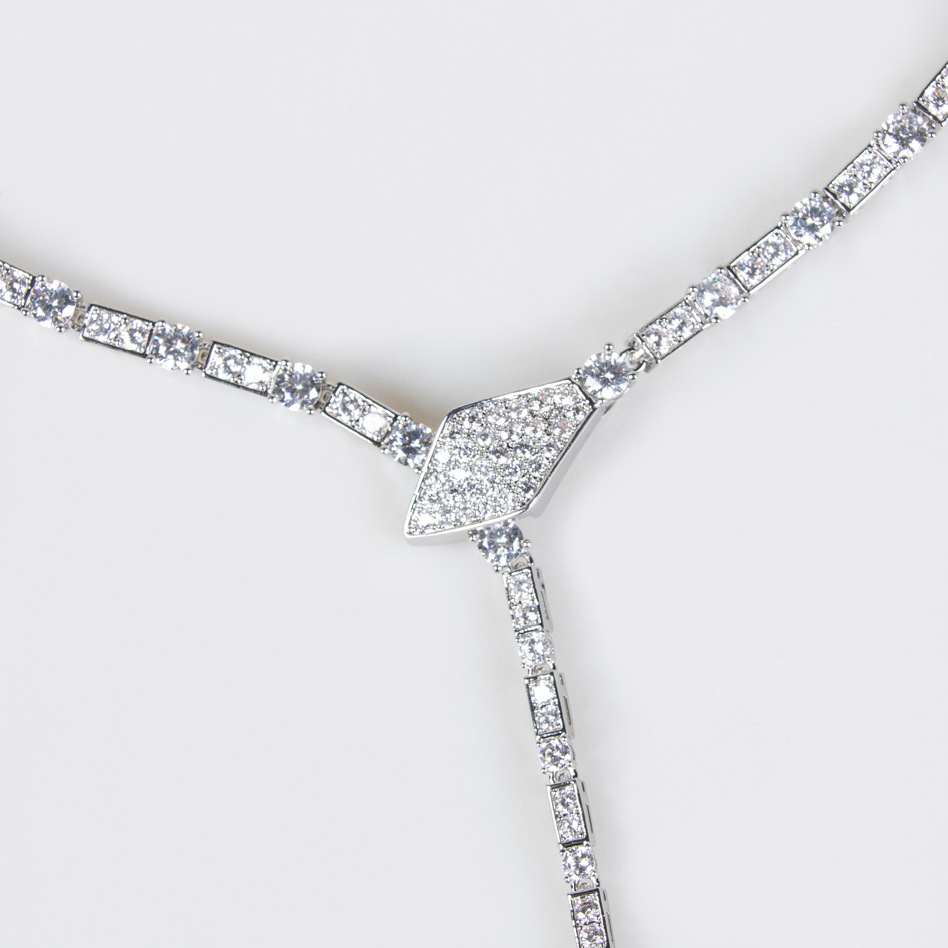 S925 Silver Snake-Shaped Necklace Set with Full Zirconia Pave Vera Lux