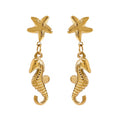 18K gold seahorse-shaped earrings with a trendy marine style Vera Lux
