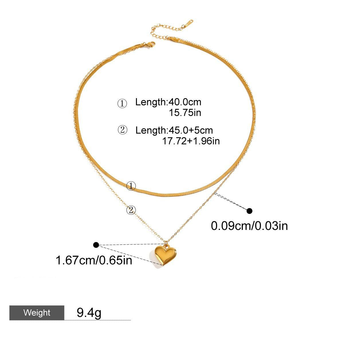 18K gold double chain with heart/star design exquisite simple necklace Vera Lux