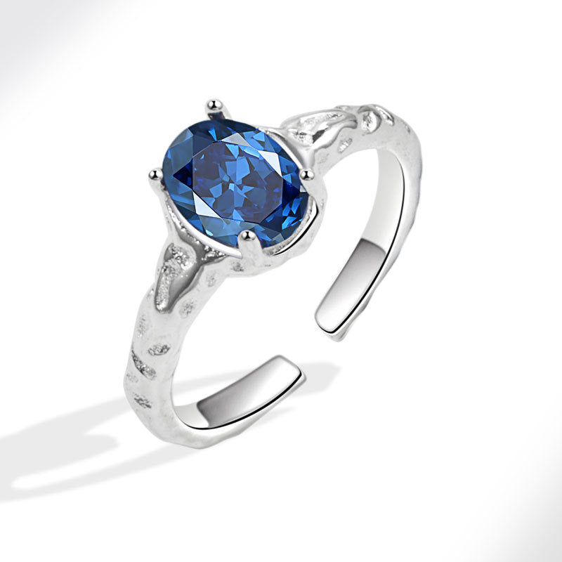 Women's Blue Zircon Fashionable All-Match Open Ring Vera Lux