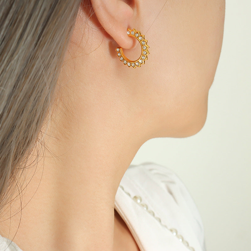 French-style Polka Dot Sunflower Earrings For Women Vera Lux