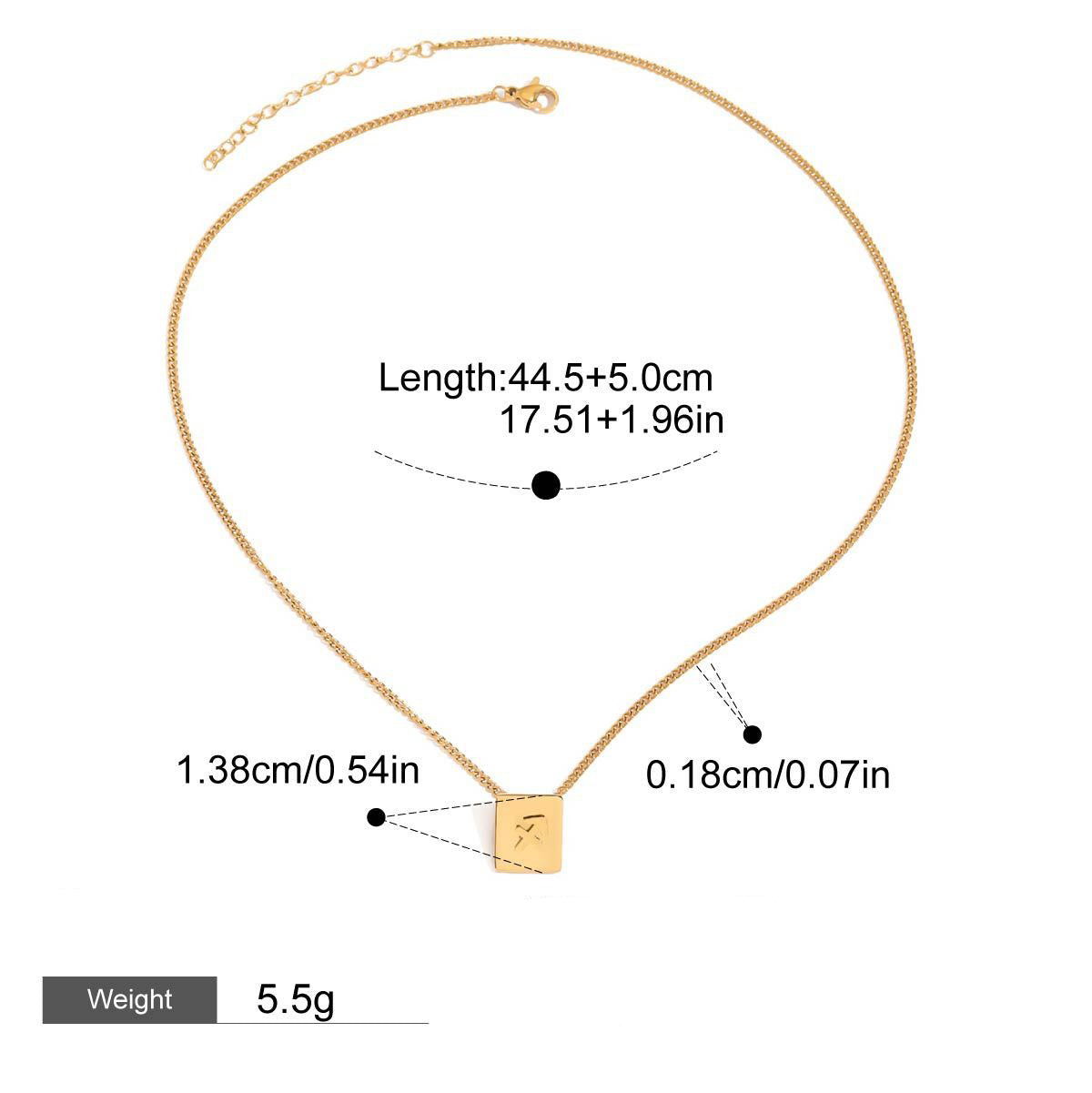 18K gold square necklace with twelve zodiac elements design, classic and fashionable Vera Lux