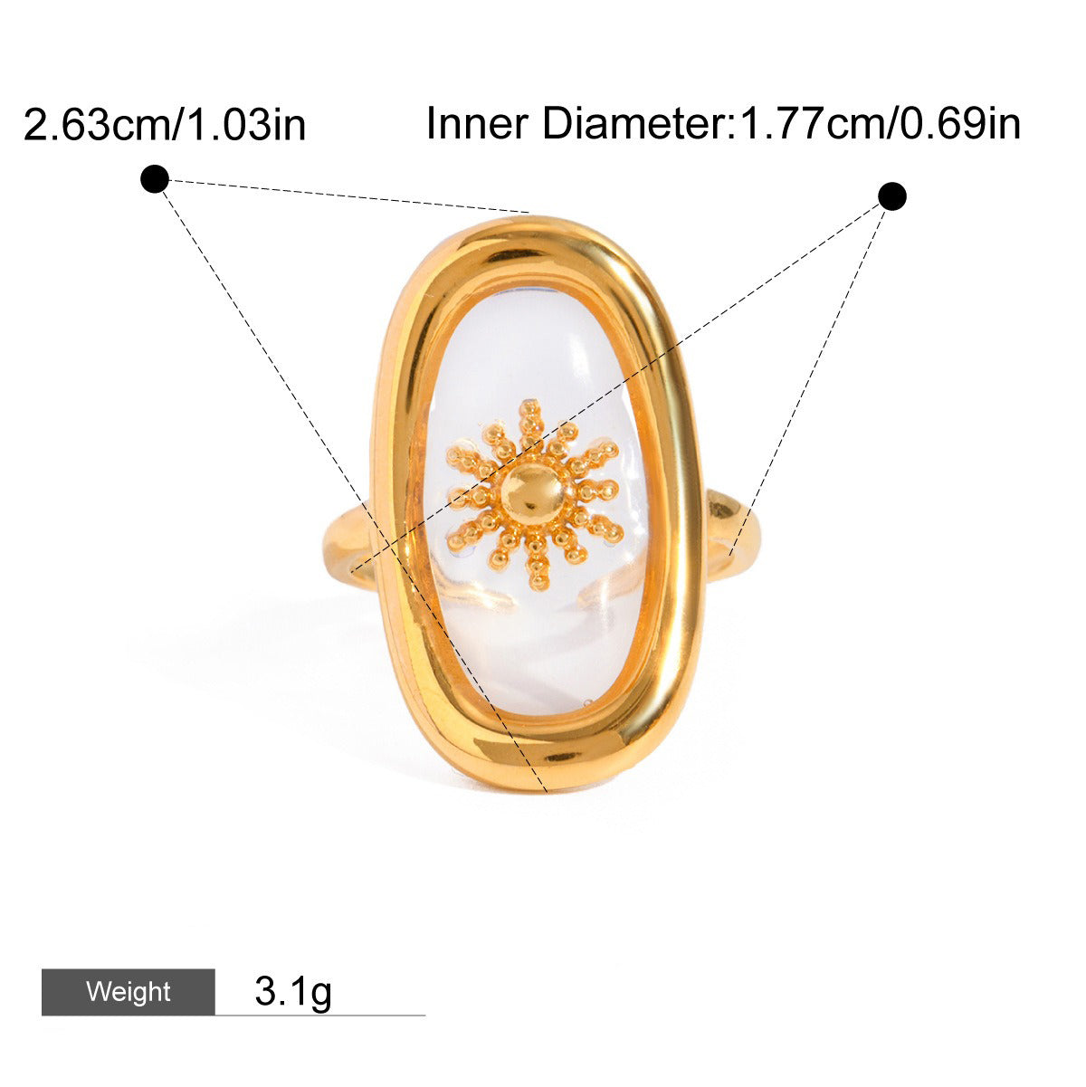 18K gold inlaid gemstone exquisite design noble ring Vera Lux