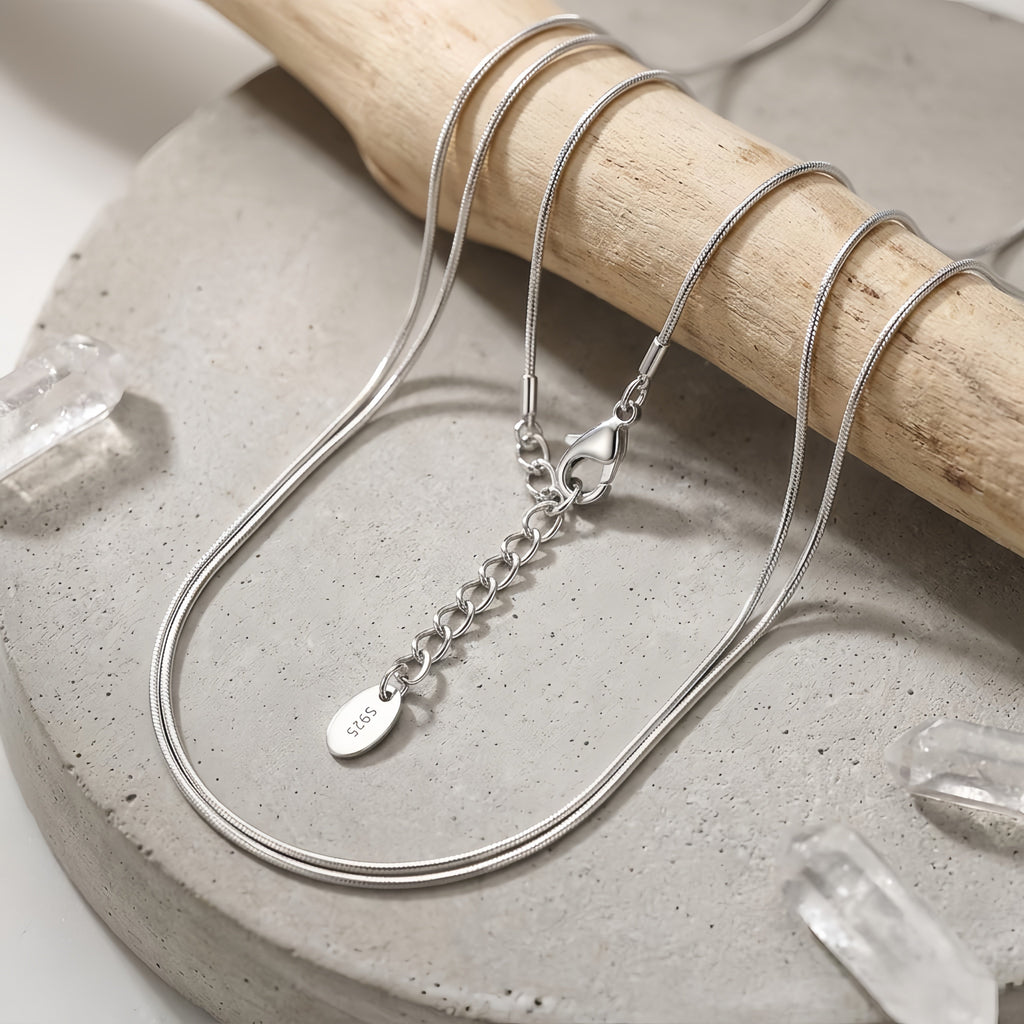 925 Sterling Silver Sterling  Snake Chain Necklace with Adjustable Extender - Classic Versatile Jewelry Vera Lux