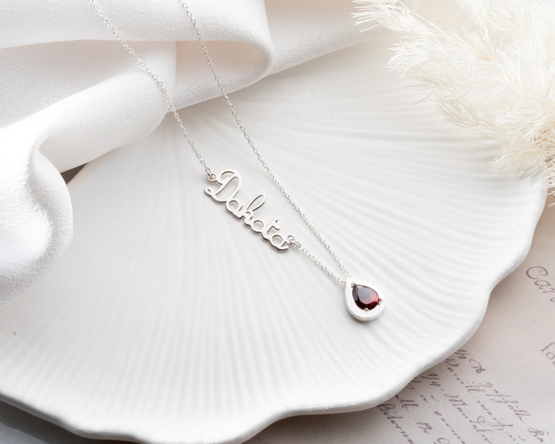 Personalized Cursive Name & Birthstone Necklace Vera Lux