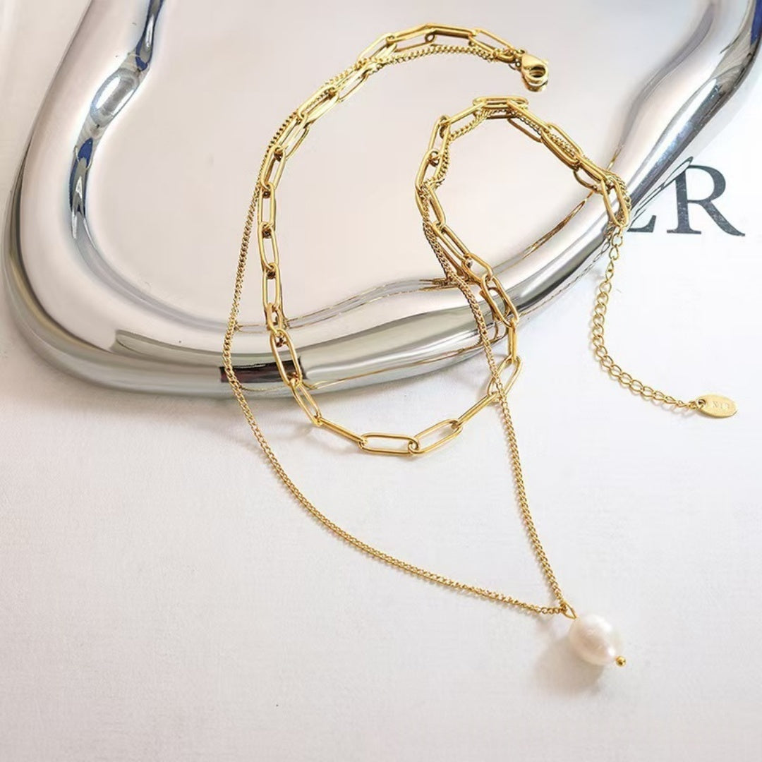 Titanium Steel Non Fading Necklace, Freshwater Pearl, Light Luxury, High-end Feel Vera Lux