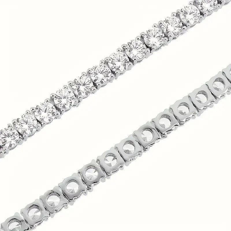 S925 sterling silver plated, fully encrusted with sparkling rhinestones, tennis chain. Vera Lux