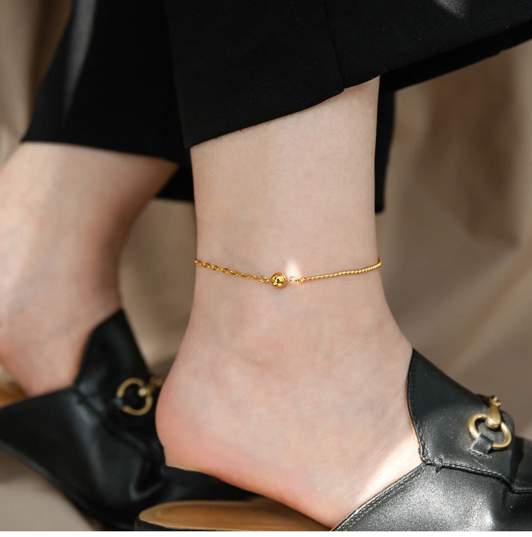 Light luxury laser bead splicing chain 18K gold anklet Vera Lux