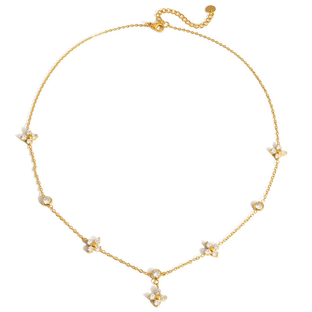18K gold zircon four-leaf clover necklace Vera Lux