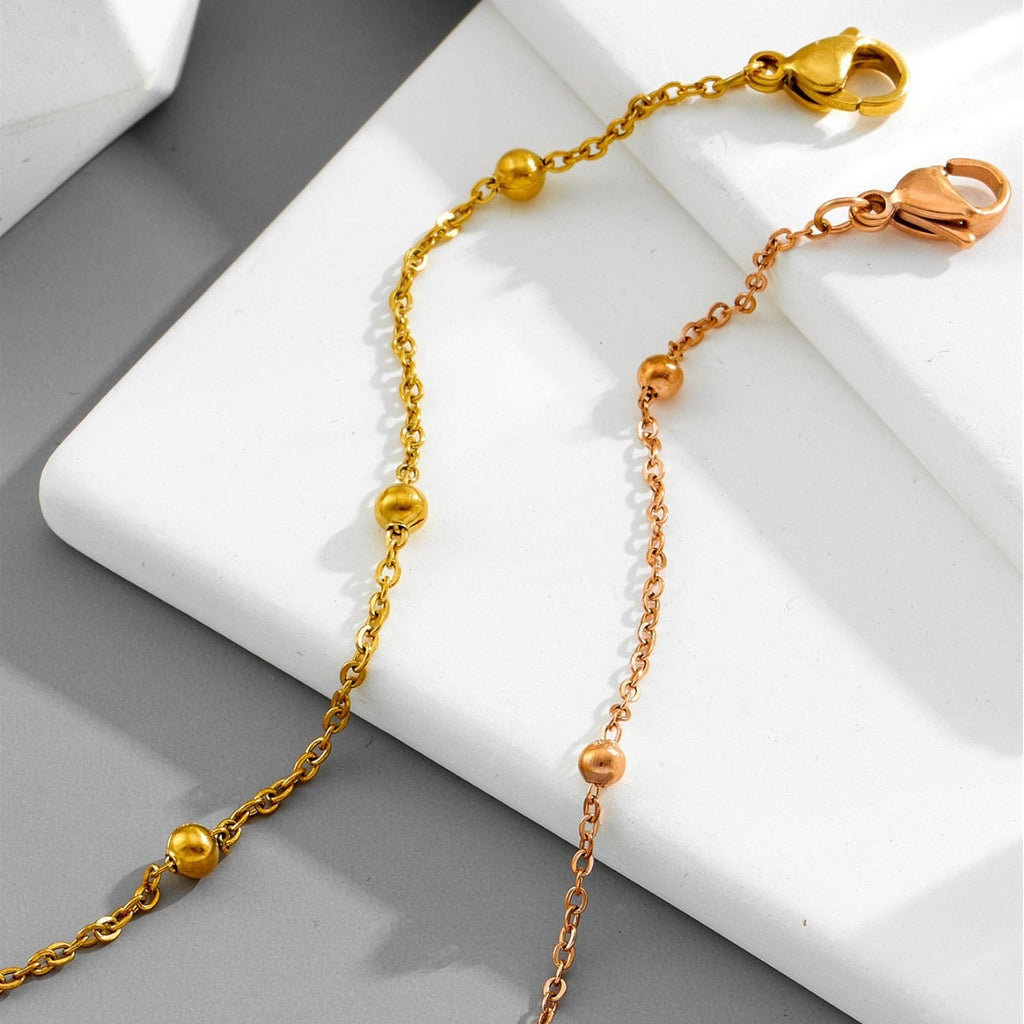 Light luxury bead necklace, rhinestone, curved hollow heart anklet Vera Lux