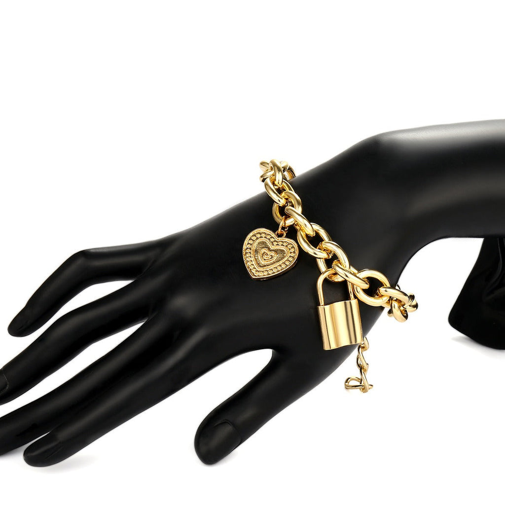 18k gold multi-layer lock-shaped retro street style bracelet Vera Lux