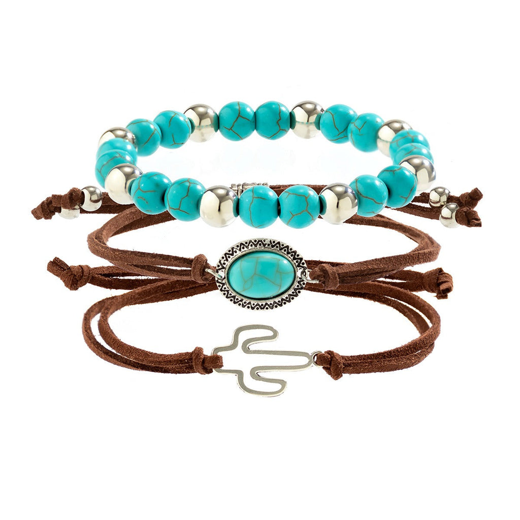Ethnic style hand-woven gravel retro flying bird multi-layer winding leaf bracelet Vera Lux