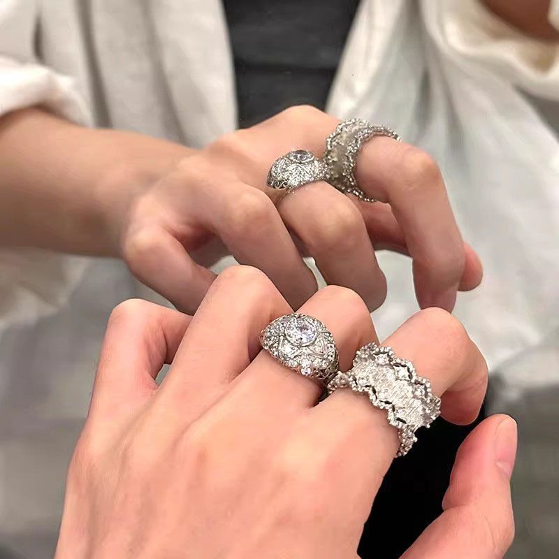 Vintage Starburst Ring For Women, Luxury Unique High-End Elegant Index Finger Band Vera Lux