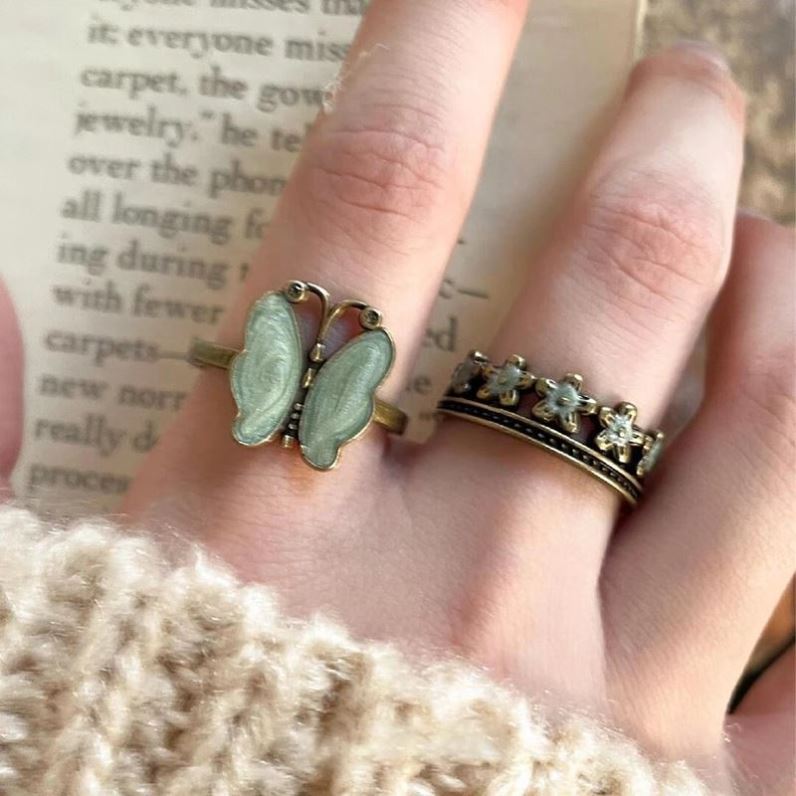 New Chinese Style Vintage Butterfly Flower Ring For Women, Retro Unique Index Finger Ring, Niche Advanced Sense Ring Vera Lux
