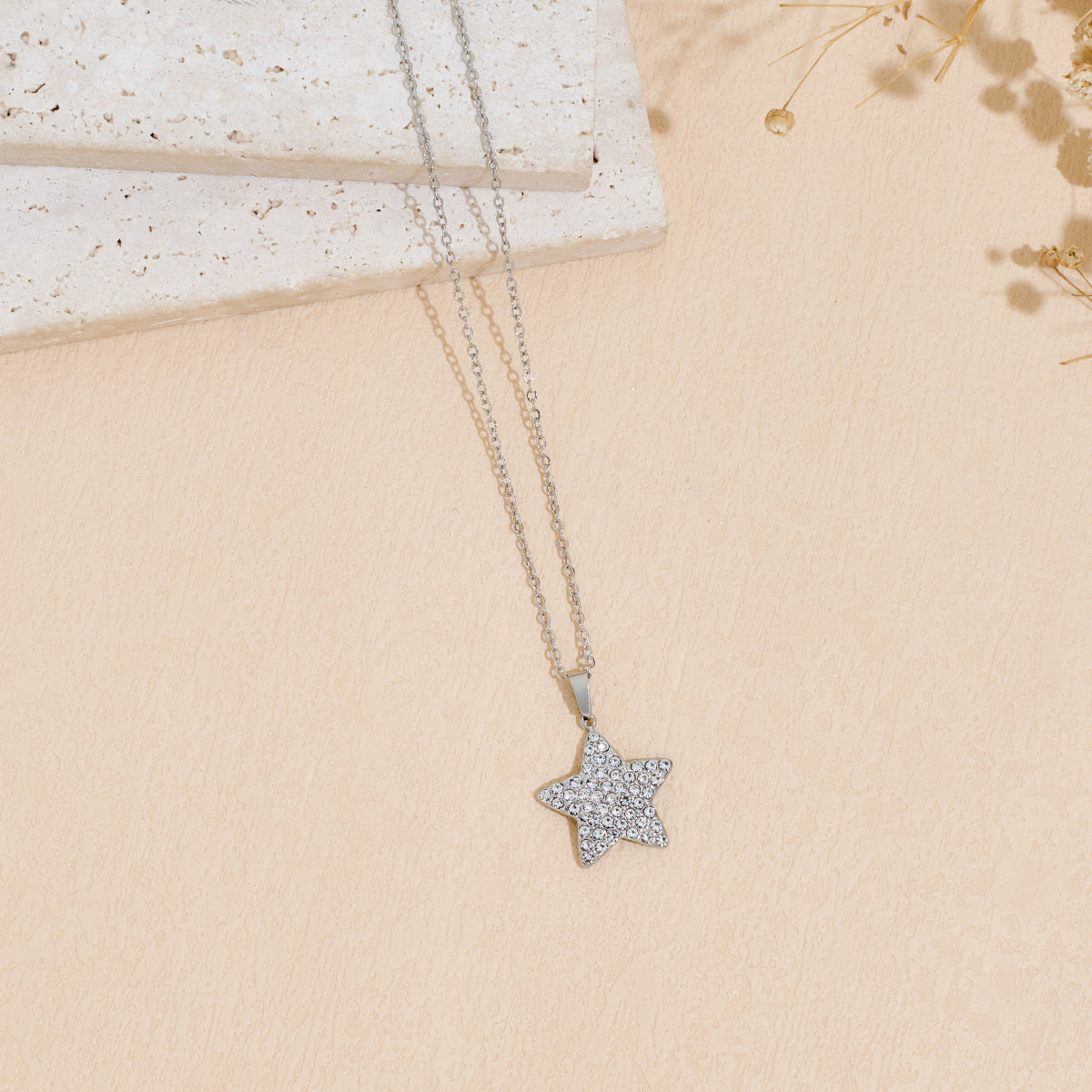 Stainless Steel Inlaid Zircon Star Pendant Necklace Vera Lux