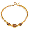 18K gold-plated titanium necklace with tiger's eye. Vera Lux