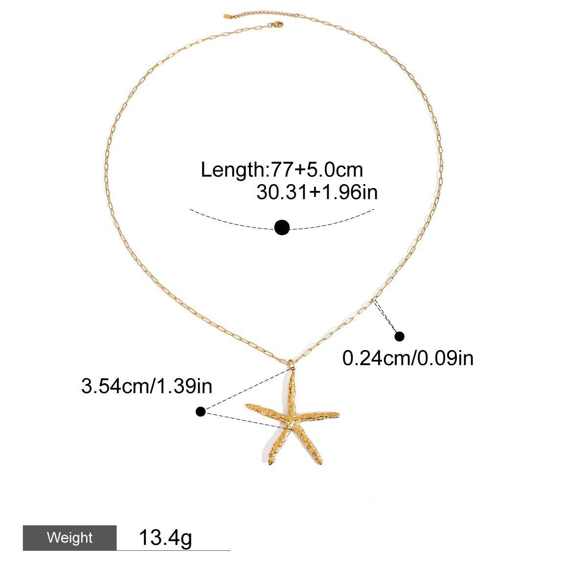 18K Gold Starfish with Textured Design Classic Fashion Necklace and Earrings Set Vera Lux