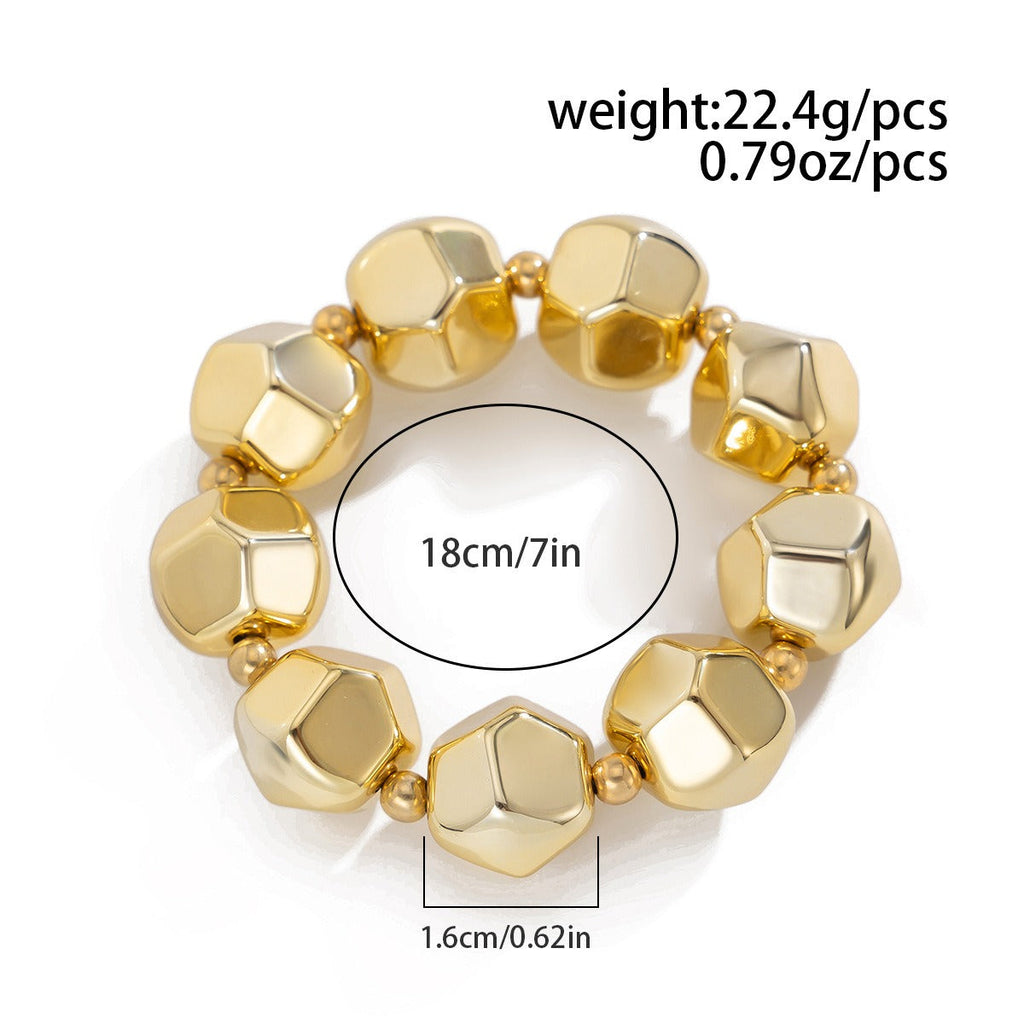 18k gold irregular personalized geometric round bead bracelet Vera Lux