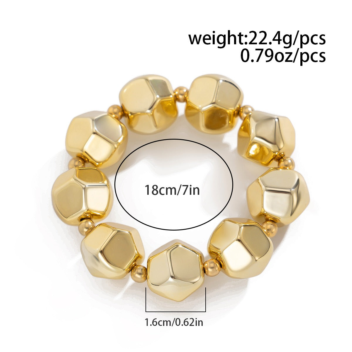 18k gold irregular personalized geometric round bead bracelet Vera Lux