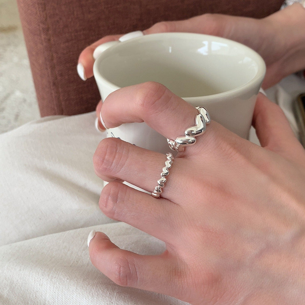 Sweet Heart Stackable Ring For Women, Irregular Unique Heart Shape Adjustable Open Finger Ring, Trendy Forest Style Boho Index Ring Gift Vera Lux