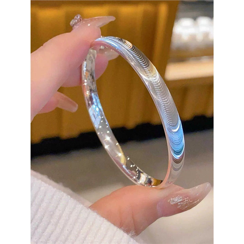 9999 Solid Silver Closed Bangle Bracelet - Brushed Finish Minimalist Smooth Band for Women Vera Lux