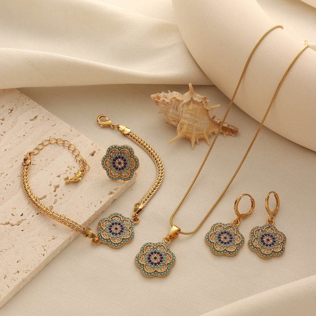 Turkish Evil Eye Flower Jewelry Set Vera Lux
