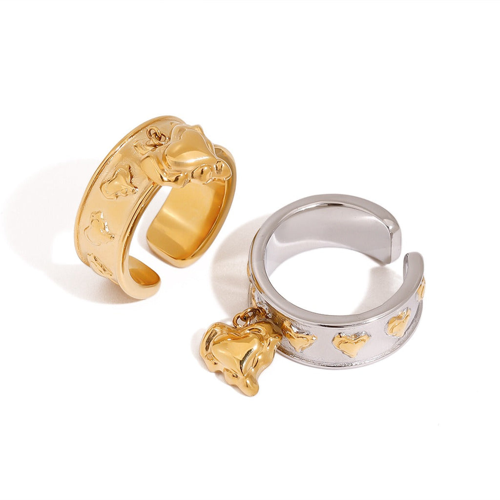 18K gold heart pendant unique design personality ring Vera Lux