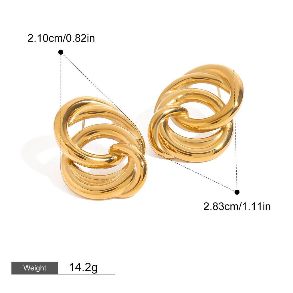 18K gold ring-shaped interlocking earrings with simple personality Vera Lux