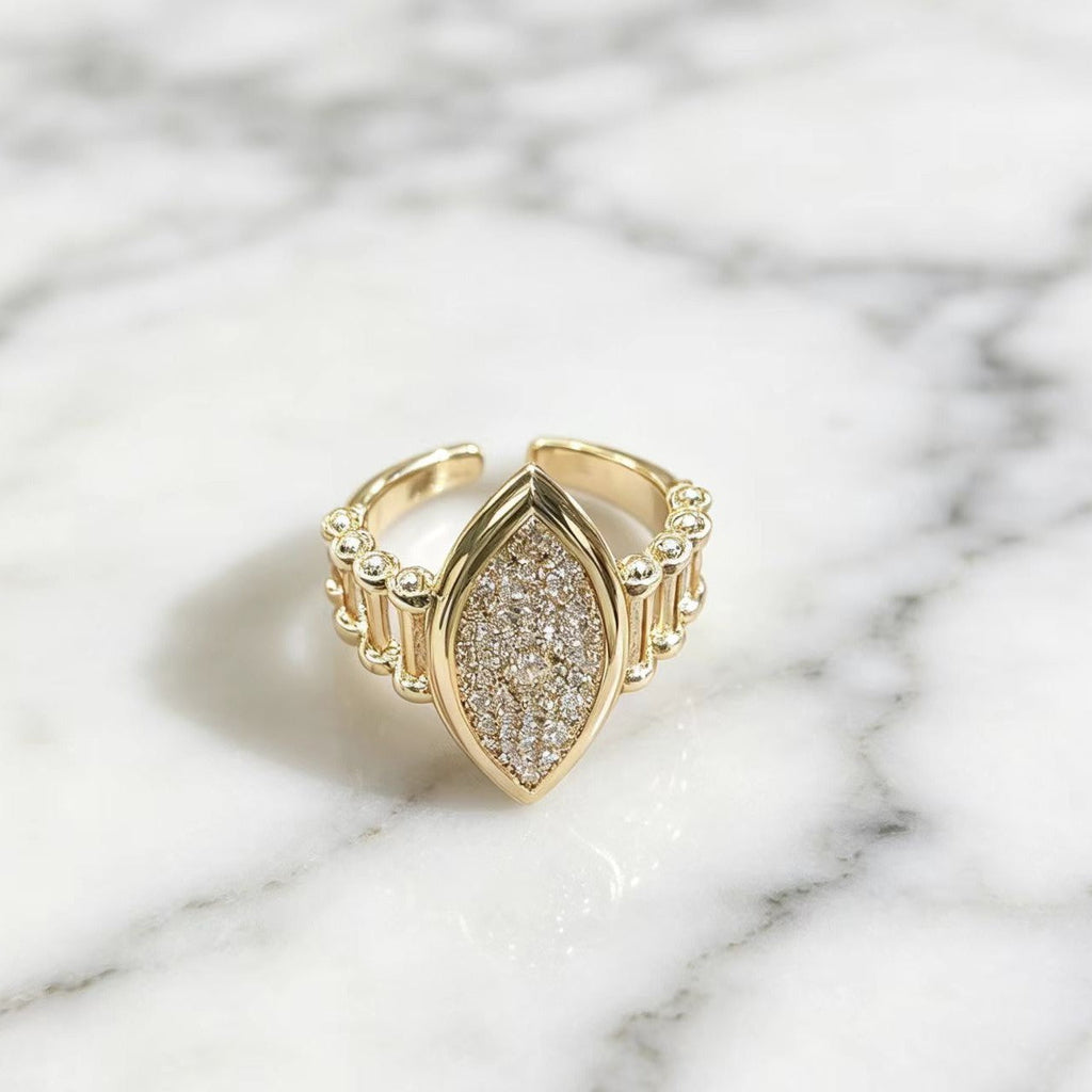 Water-drop Diamond-studded Open Ring Vera Lux