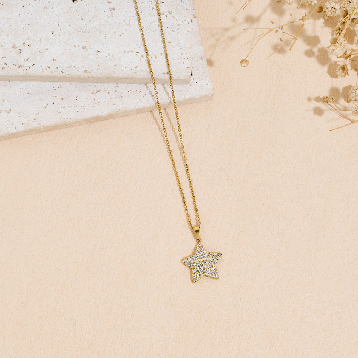 Stainless Steel Inlaid Zircon Star Pendant Necklace Vera Lux