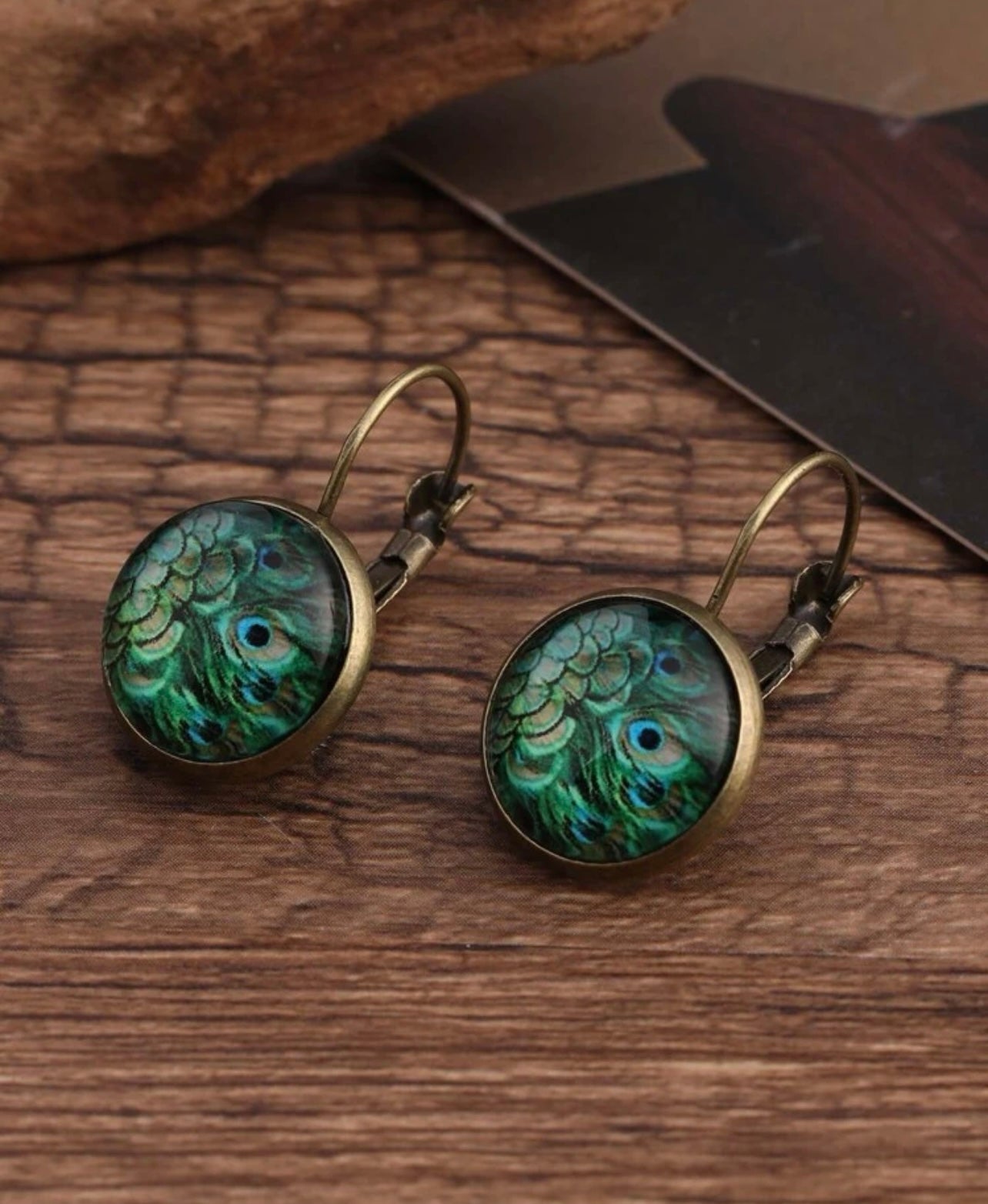 Beautiful Vintage Peacock Earrings Rooted Home Goods