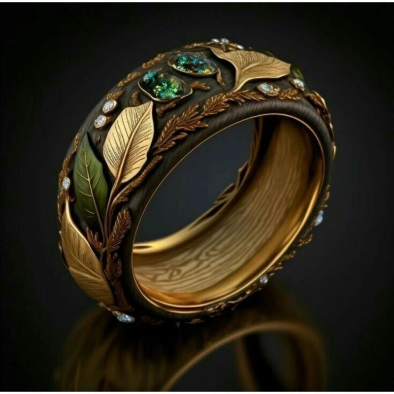 Malachite Branch And Vine Design Ring Vera Lux