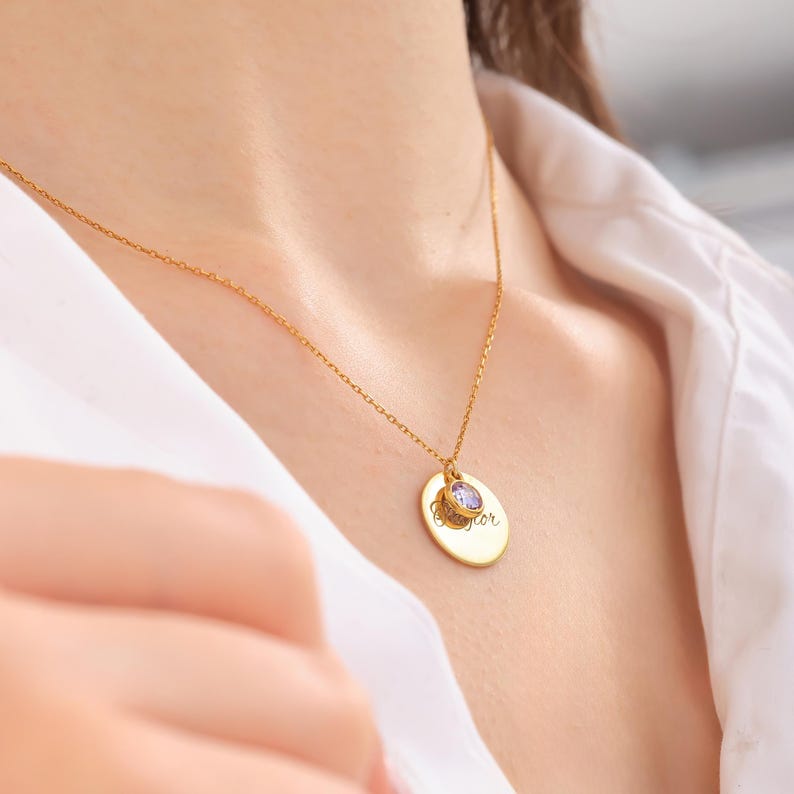 Double Layer Personalized Birthstone Necklace Vera Lux