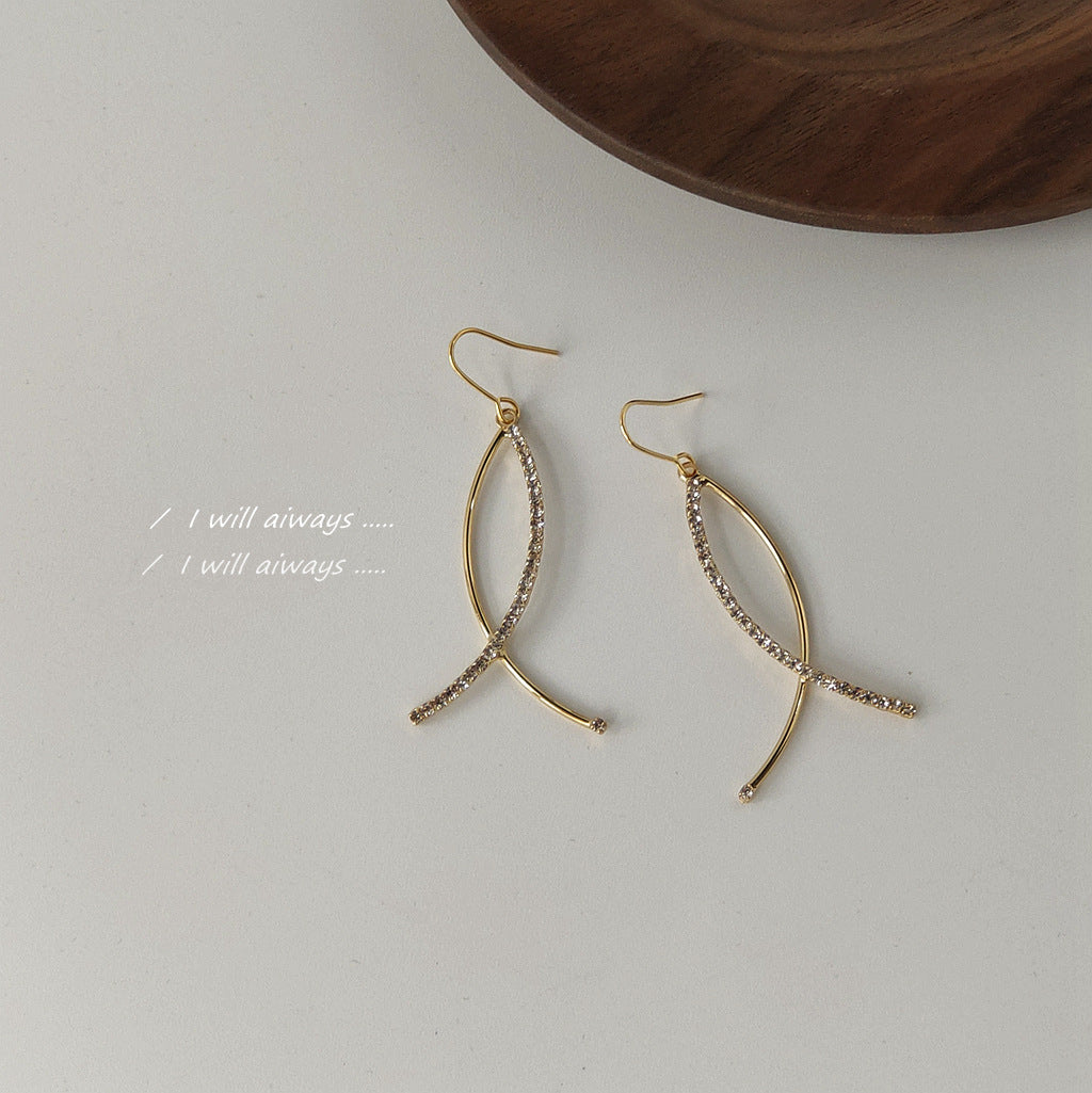 Fresh And Sweet Zircon-inlaid Cross-style Earrings Vera Lux