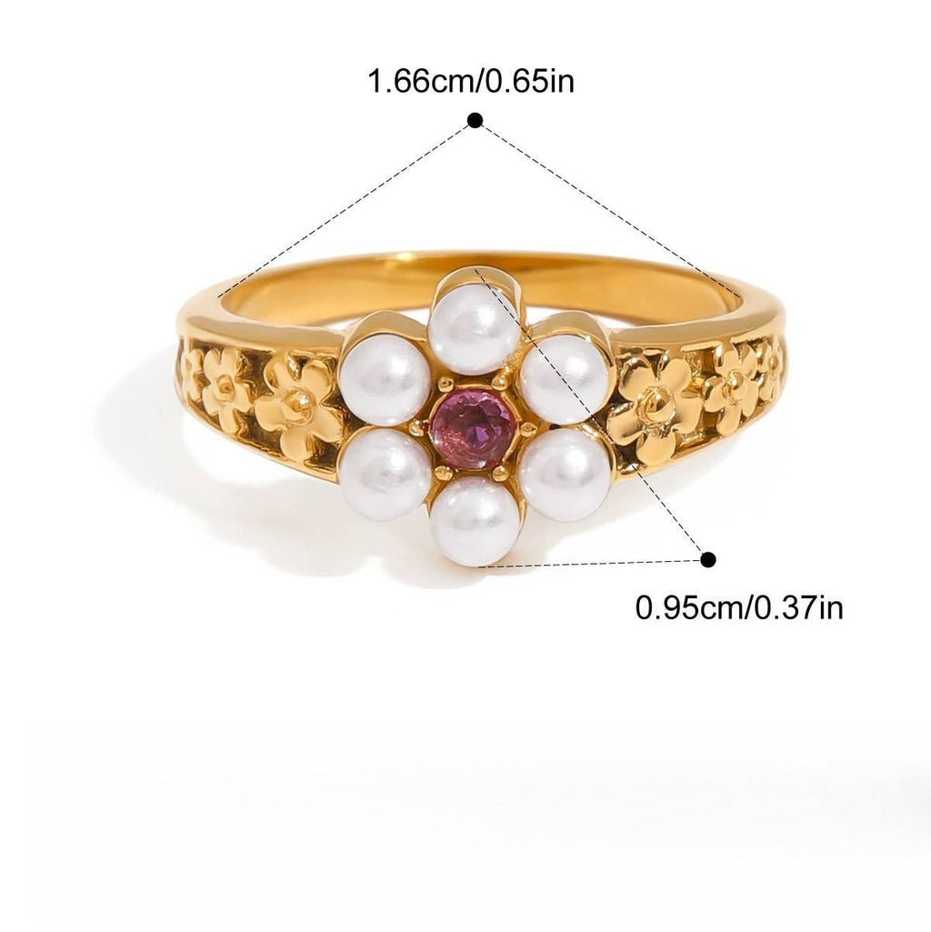 Pearl ring titanium steel ring Vera Lux
