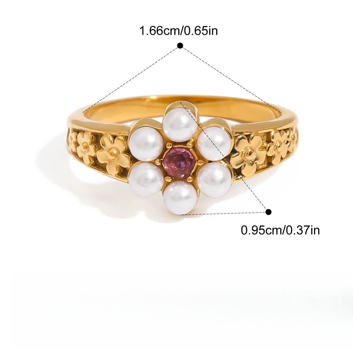 Pearl ring titanium steel ring Vera Lux