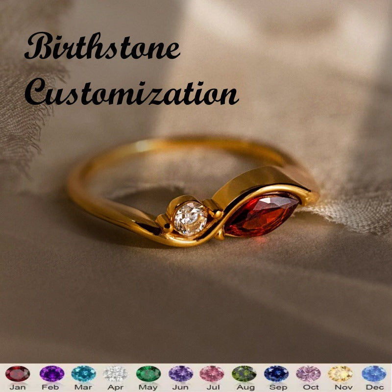 Elegant Wave Birthstone Ring Vera Lux