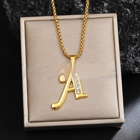 26 Diamond-Encrusted English Alphabet Necklaces Vera Lux