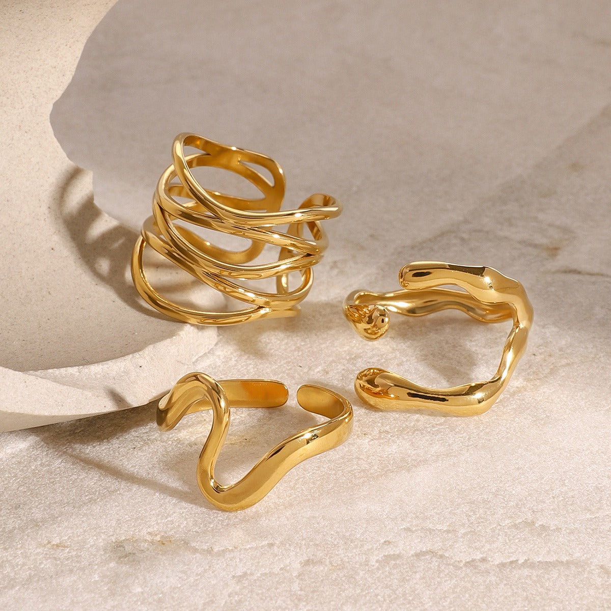 18K gold titanium steel open ring Vera Lux