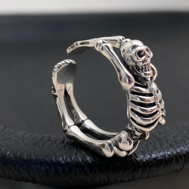 Vintage Heavy Distressed Skull Ring For Women, Punk Dark Style Creative Flip Design Band, Gift Vera Lux