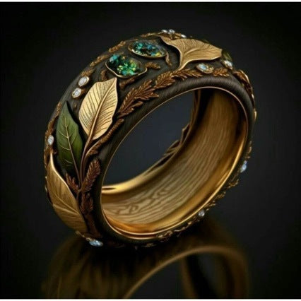 Malachite Branch And Vine Design Ring Vera Lux
