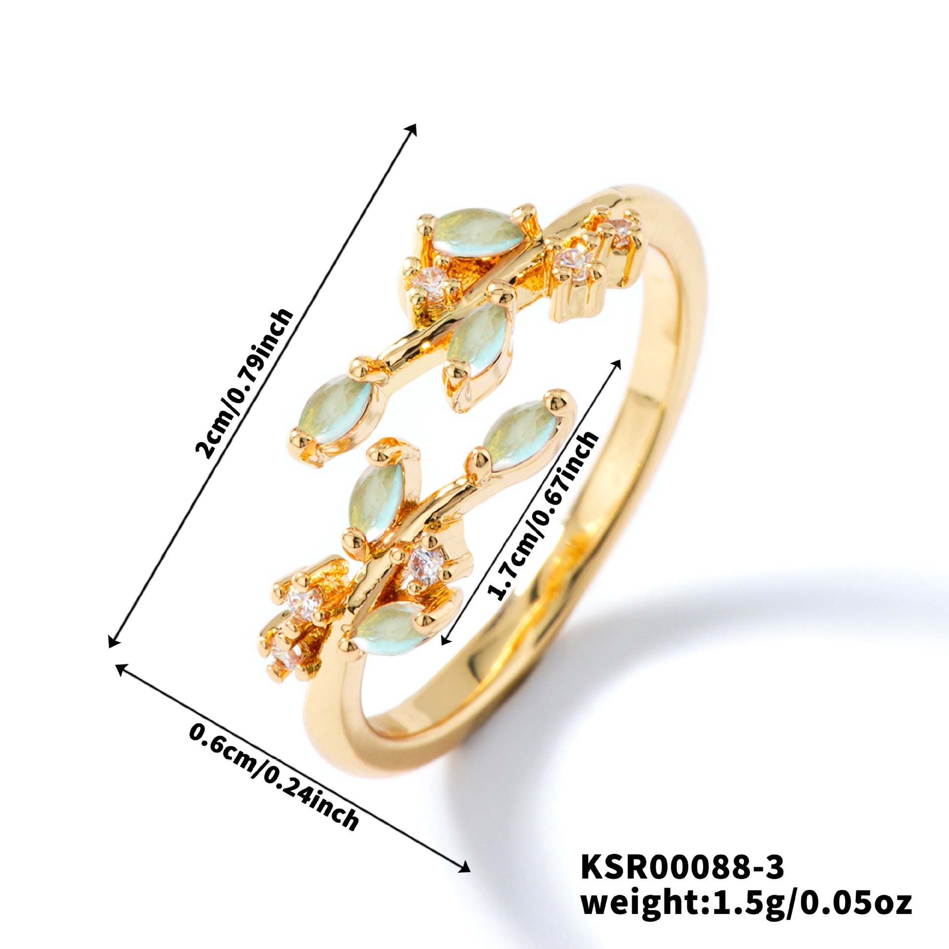 Womens Personality Leaf Ring Vera Lux
