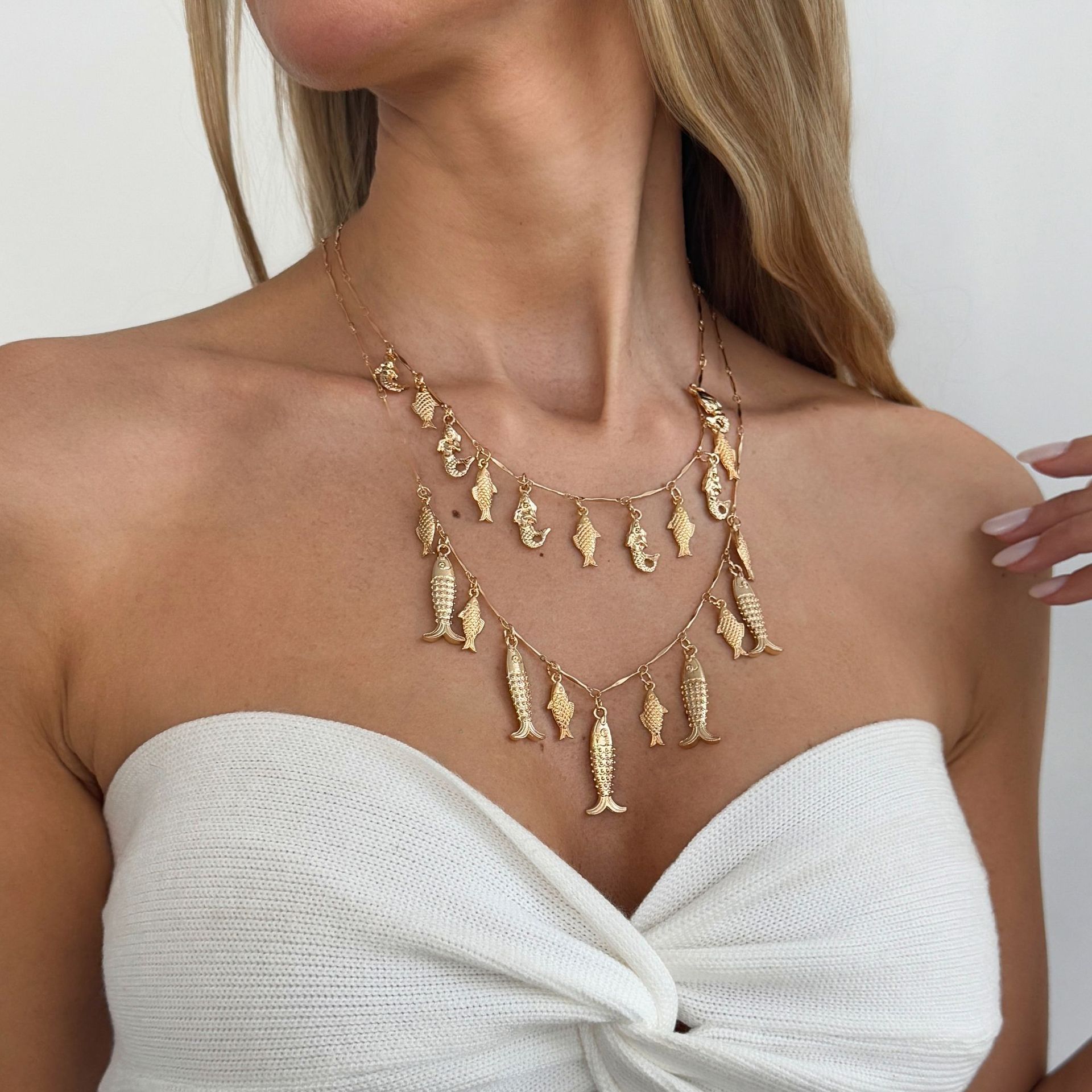 Ocean-style Instagram-ready Metal Small Fish Pendant Necklace Vera Lux