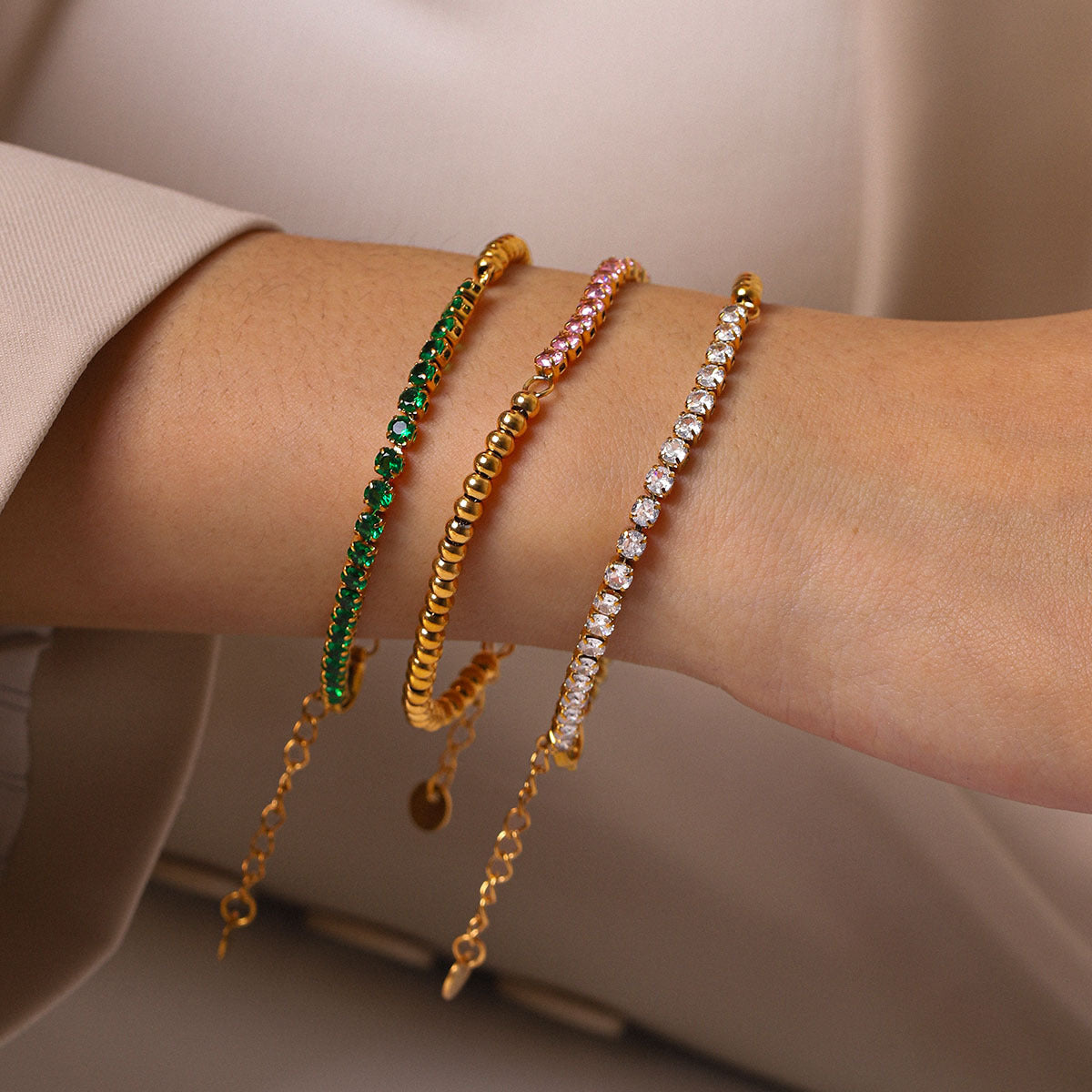 18k Gold-colored Stainless Steel Zircon Bracelet That Wont Fade Vera Lux