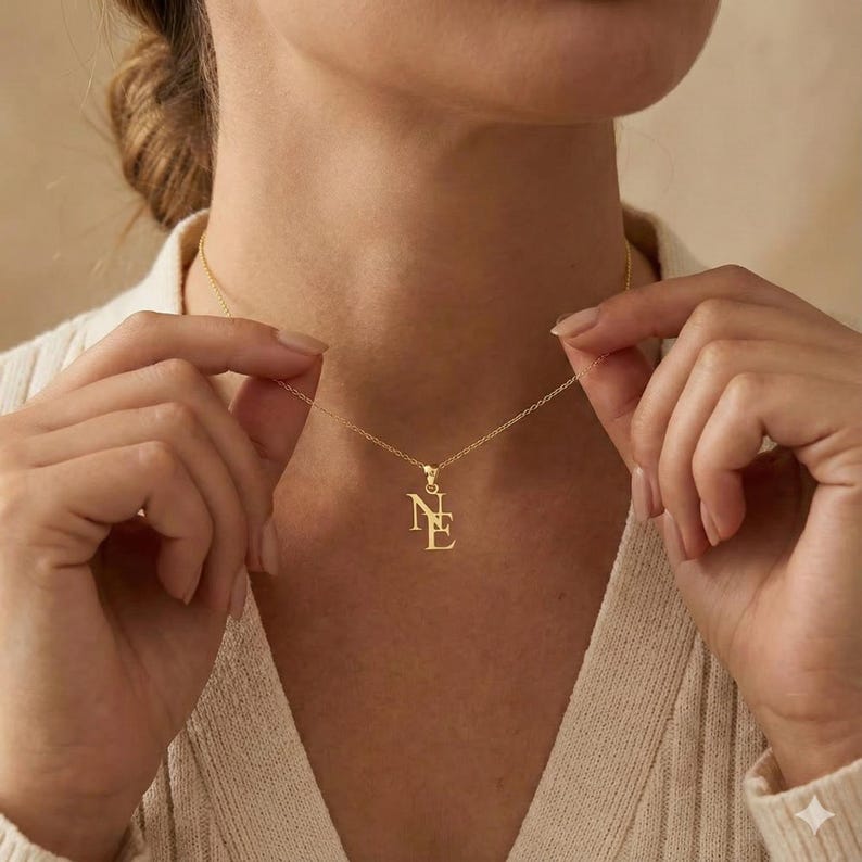 Custom interwoven double letter necklace Vera Lux