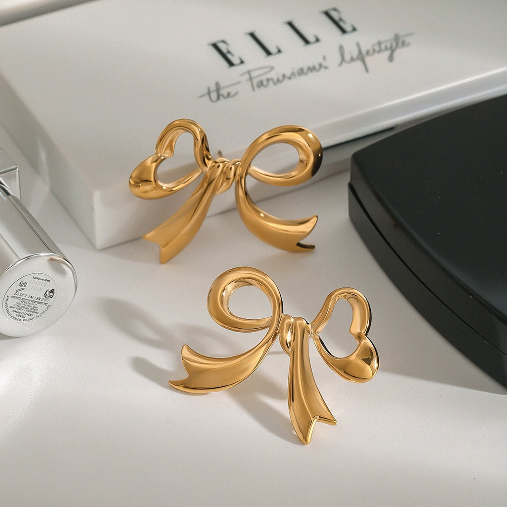 18k gold bow design exquisite and noble earrings Vera Lux
