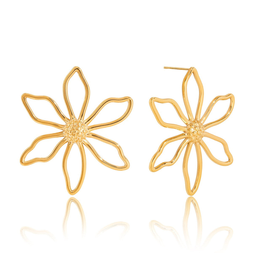 18K gold wire flower stud earrings Vera Lux