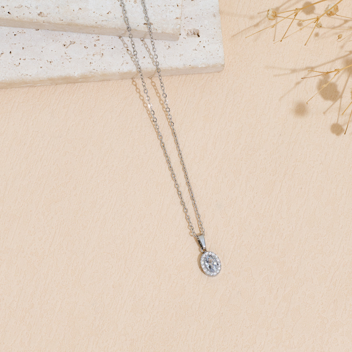 Stainless Steel Pendant Necklace With Zircon Inlay Vera Lux