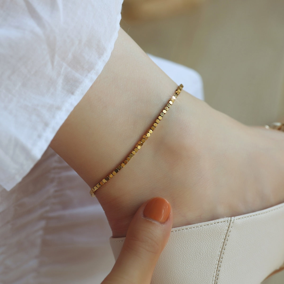 Light luxury 18K gold and silver anklet Vera Lux