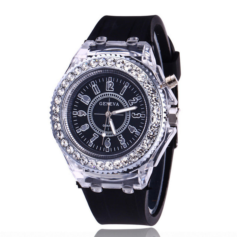 LED Luminous Watches Geneva Women Quartz Watch Women Ladies Silicone Bracelet Watches Vera Lux